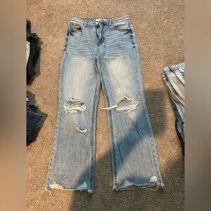 Altar'd State Light Blue Distressed Straight Leg Jeans